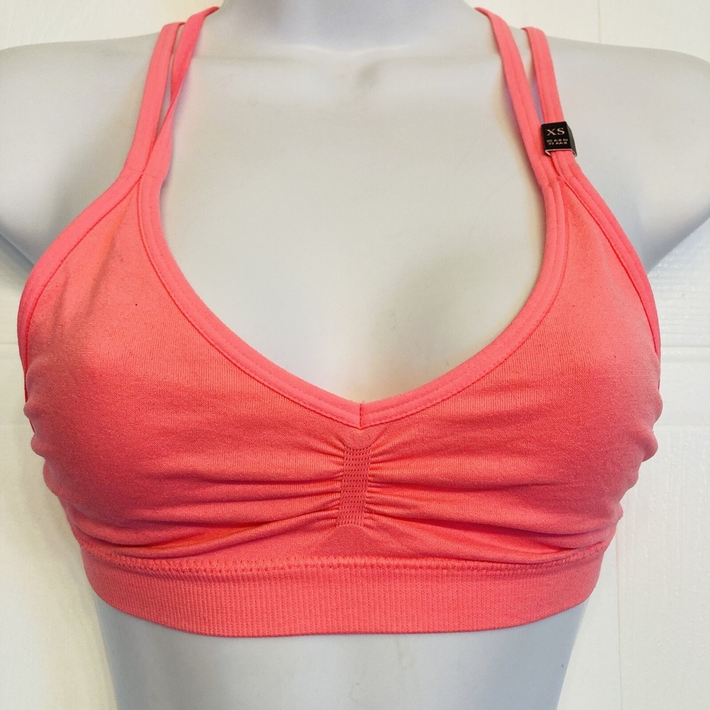 Victoria Secret‎ Bralette Women XS Pink Fishnet Racerback Seamless Sporty Bra